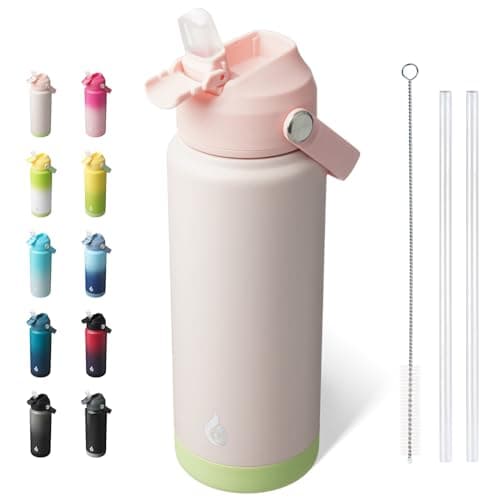 BJPKPK Water Bottle with Straw...s, Flasks, Tumblers,Pearl Pink