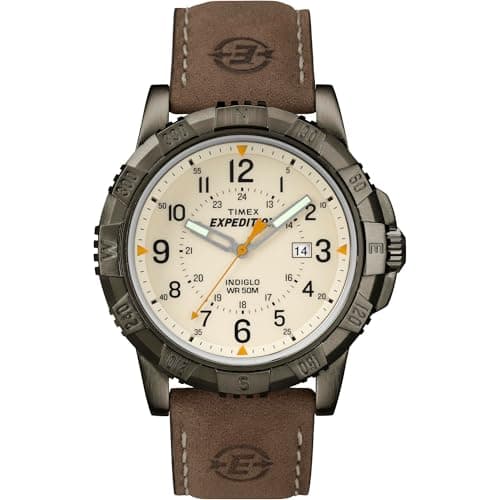 Timex Expedition 45mm Rugged Metal Watch with Leather Strap $40.36