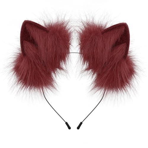 SMILETERNITY Animal Wolf Fox Ears Headband Cute Furry Faux Fur Handmade Hair Hoop for Cosplay Party Halloween
