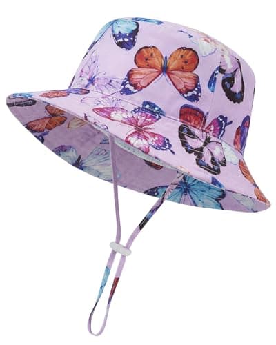 Baby Sun Hat Kids Summer Sun Protection Toddler Bucket Hat Wide Brim Adjustable Beach Hats for Boys Girls Age 0-6 Years