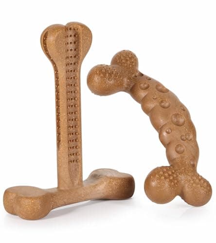 JoviQ Dog Chew Toys for Aggressive Chewers 2 Pack Tough Dog Bone Toy for Small Medium Large Breed to Keep Them Busy (Small-Under 20LBS, Bacon Flavored)