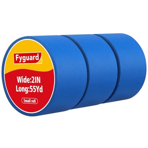 Fyguard 3 Rolls Blue Painters Tape 2inch Wide Painters Tape Bulk Blue Masking Tape for Wall Painting Edge Treatment DIY Crafts Packaging, 1.89IN × 55Yd × 3 Rolls Small Roll