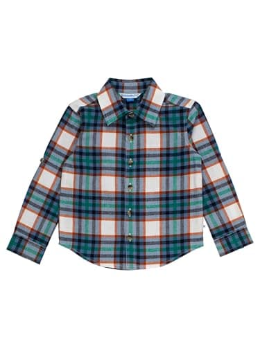 RUGGEDBUTTS® Boys Solid Cotton Long Sleeve Button Down Shirt with Button Tabs - Peyton Plaid, 2T