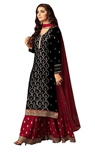 FABMIAMI women's ready to wear georgette embroidered palazzo style salwar kameez 47001 (44, choice-1)