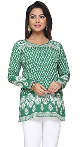 Maple Clothing Women's Kurti Kurta Printed Top Tunic from India (Green, 4XL)
