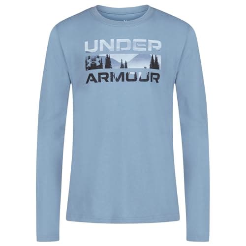 Under Armour Boys Stacked Logo Tee (Big Kid), Blue Smoke, X-Large Big Kid