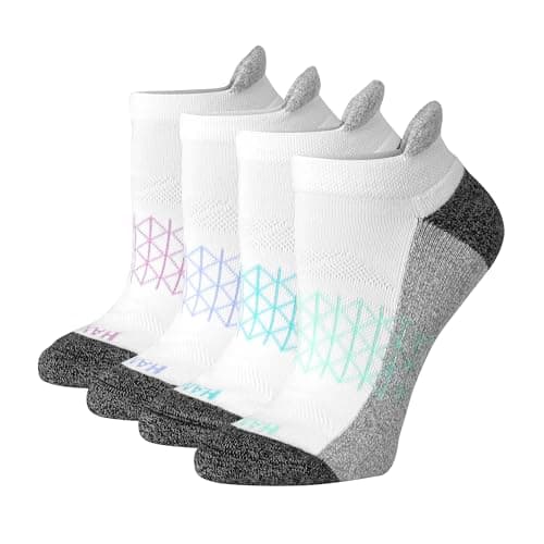 Hanes Women's Cushioned No Show Tab Socks, Absolute Active No Show Socks, Extended Sizes, 4-Pairs