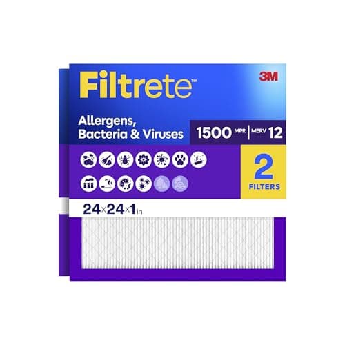 Filtrete 24x24x1 Air Filter, M...V 12, MPR 1500, 2 HVAC Filters