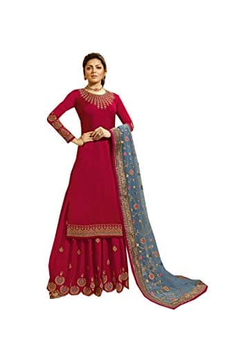 ziya Women's Indian/Pakistanisharara Style For Georgette Plaazo Salwar Kameez Lt 4201 Ready To Wear Salwar Suit Pakistani Lt 4201 Large Red