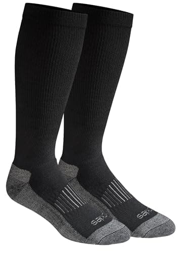 Dickies Men's Light Compression Comfort Over-The-Calf Socks, Available in M-XXL (2, 4 Pairs), Black (2 Pairs), Large
