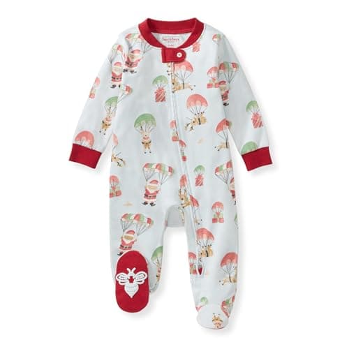 Burt's Bees Baby Girls' Organic Cotton Sleep and Play Footed Pajamas, One-piece Zip Front Romper, Baby Essentials