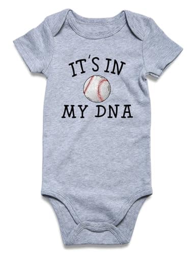 Loveternal Unisex Newborn Clothes 3-6 Month Neutral Baseball in My DNA Baby Elephant Rompers Funny Baby Boys Cotton Jumpsuits Babies Underwear Toddler One-Piece Bodysuits White