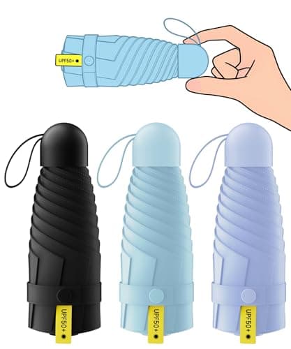 LMUGOOS 3 Pack Mini Travel Folding Umbrella,UPF 50+ UV Compact Portable Sun