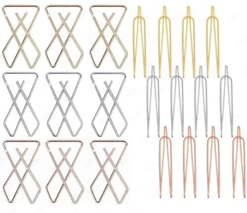 VAMA FASHIONS Clip on X U Cross Metal Strong Pin Sarees Dupatta Pallu Hijab Hold Pleats Brooch Safety Saree Pins for Women - 24 Sareepin