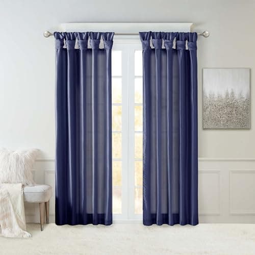Madison Park Emilia Faux Silk ... Bedroom and Dorm, 50x95, Navy