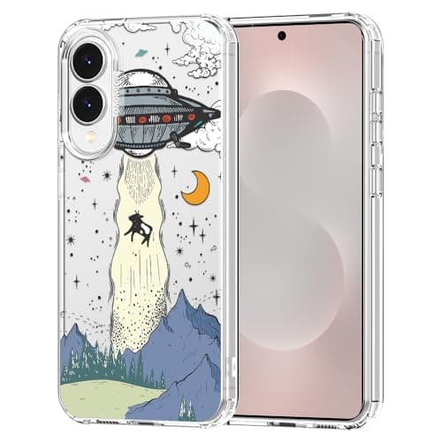 MOSNOVO Case for Samsung Galaxy S25 Edge, [Buffertech 6.6ft Military-Grade Drop Protection] [Anti Peel Off Tech] Clear TPU Bumper Phone Case Cover Design - UFO