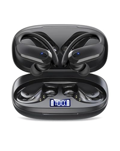 Wireless Earbuds,Bluetooth 5.4 Ear buds,Sport Headphones with Earhooks,IPX7 Waterproof Bluetooth Headphones,80H Playtime Earbuds,Weight 7.8g,Noise Cancelling Mic for Earphones Running & Workout-Black