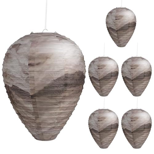 KALKAL [2026 Upgraded] 6 Pcs Wasp Nest Decoy, More Realistic Outdoor Hanging Fake Wasp Nest for Patio Garden Yard Eaves Home