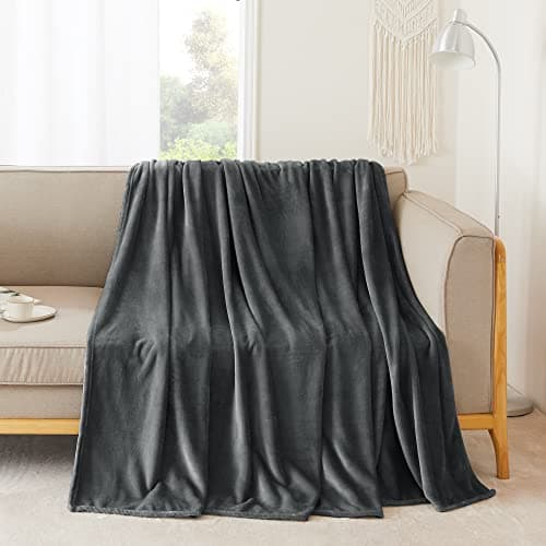 NICETOWN Grey Fleece Twin Blan... Travel, Camping, 60x80 inches