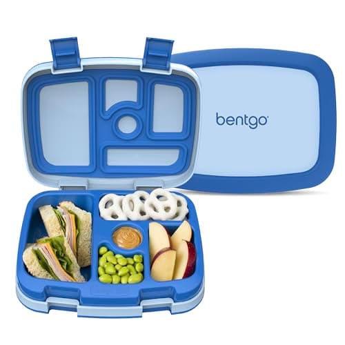 Bentgo Kids Bento-Style 5-Compartment Leak-Proof Lunch Box - Just-Right Portions for Ages 3 to 7, Durable, Drop-Proof, Dishwasher Safe, PFAS & BPA-Free & Made with Food-Safe Materials (Blue)
