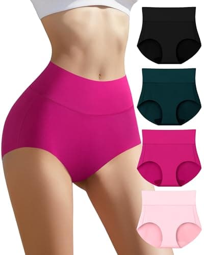 ORLAROY Womens Underwear Tummy Control High Waisted Comfort Seamless No Show Panties for Women Postpartum Briefs 4 Pack XL