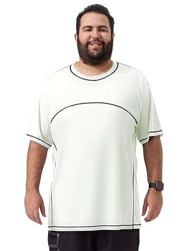 Arcweg Mens Big and Tall Swim Shirt UPF 50+ Sun Protection Rash Gard T-Shirt Quick Dry XL-6XL White