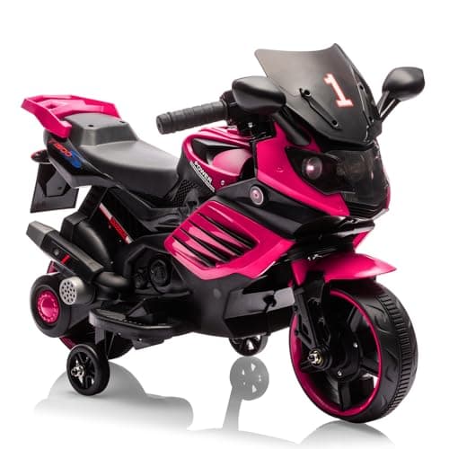 Kids 6V Ride On Motorcycle, Ba... Gift for Boys Girls, Rose Red