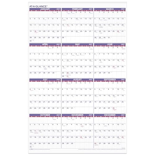 AT-A-GLANCE 2027 Wall Calendar...36", Full Year View (PM122827)