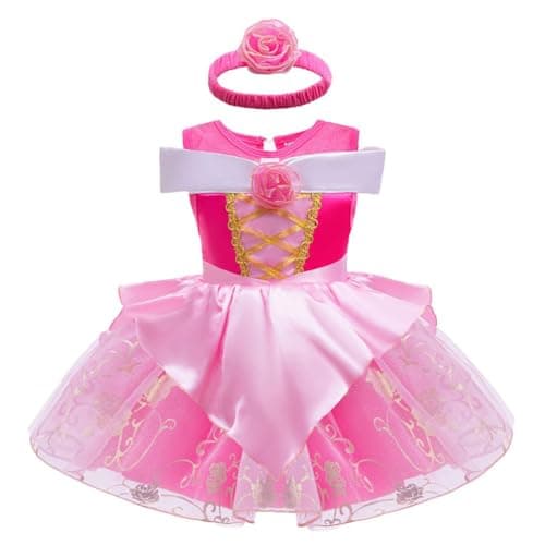 IZKIZF Baby Girls Aurora Princess Birthday Party Halloween Costume Bodysuit Romper Tutu Dress w/Headband