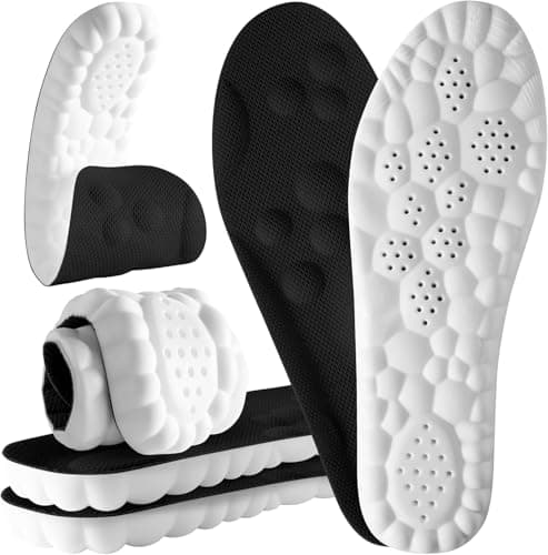 4D Cloud Steppers Insoles Heel Cushions for Men and Women - Shock Absorption Inserts, Soft Anti-Fatigue, Relieve Foot Pain, Memory Foam Insoles for Shoes, Boots & Sneakers