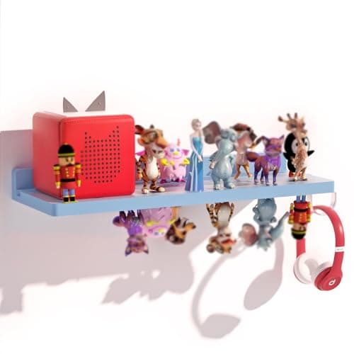 for Tonies Shelf Magnetic - 1 Tier Wooden Tonies Figure Organizer, Blue