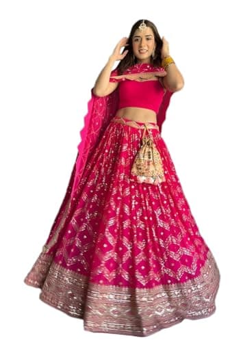 Indya Pink Silk Blend Bandhani Printed Lehenga Choli for Festive | Sleeveless | Crew Neck | Indian Ethnic Wear