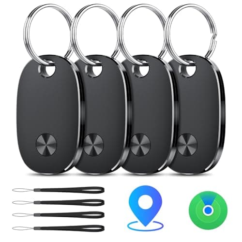 Tracker Tags-4 Pack, Bluetooth Tracker Works with Apple Find My APP (iOS Only), Keys Finder and Item Locator for Luggage, Backpack, Suitcases, Replaceable Battery, IP67 Waterproof weTag pro