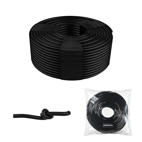 SPONDWILD 300 Ft 1/4 Inch Blank Distribution Tubing - UV Protected Flexible Black Drip Hose, Universal for Garden, Potted Plants & Veggie Beds, Fits Standard Drip Components