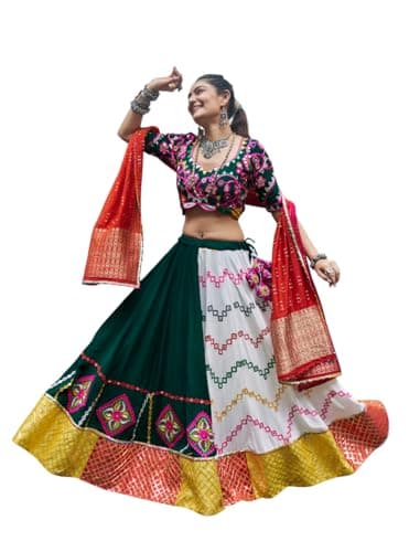 QLUVA Indian Women Garba/Navratri Special Lengha Choli Readymade New Handwork Lehenga Chaniya Choli for Women