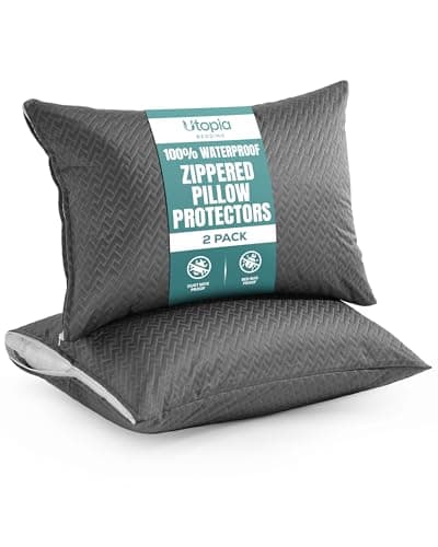 Utopia Bedding Premium 3D Airsoft Fabric Waterproof Pillow Protectors with Zipper Standard Size (2 Pack), Soft and Comfortable Pillow Covers, Bed Bug and Dust Mite Proof, 20 x 26 Inches (Gray)