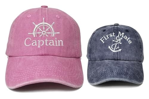 Enodtter Captain First Mate Matching Hats, Nautical Boating Gifts for Dad Son Mom Daughter, Navy Adjustable Baseball Caps for Skipper Sailor