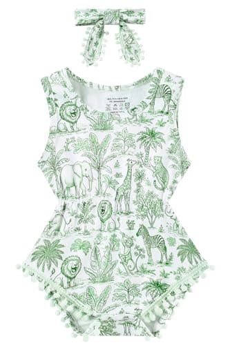 BFUSTYLE Baby Girl Outfit Zoo Lion Toddler Summer Clothes 18-24 Months Romper Monkey Infant Bodysuit