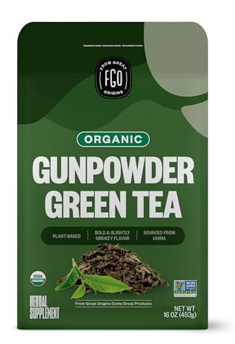 16oz. FGO Organic Gunpowder Green Tea, Loose Leaf Resealable Bag $9.50 w/s&s+ Free Shipping w/ Prime or on $35+
