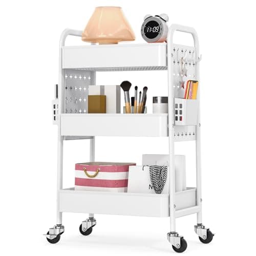 TOOLF Metal Rolling Storage Ca... Home, Classroom (Light White)