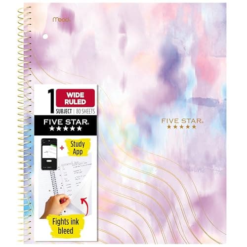 Five Star Spiral Notebook + St..., Pastel Tie Dye (930210F-ECM)