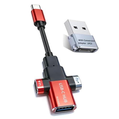 Small USB C HUB for Laptop, 60W Fast Charging and 480Mbps Data Transfer USB C Docking Station, USB C Splitter, USB C Dongle for MacBook Pro, iMac, iPhone 17, XPS. (HUB+USB Adapter, 2-pcs)