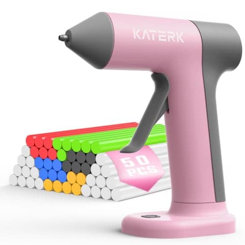 [Prime] Katerk Cordless Hot Glue Gun w/ 50 Mini Glue Sticks (Pink or White) from $12.47 + Free Shipping