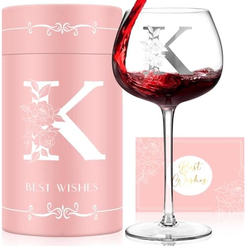 Personalized Gifts for Women, Monogrammed A-Z Wine Glass Custom Design, Unique Birthday Christmas Mothers Day Gift for Women, Initial Wine Glasses for Her, Wife, Girlfriend, Mom, Sister, Friend (S)