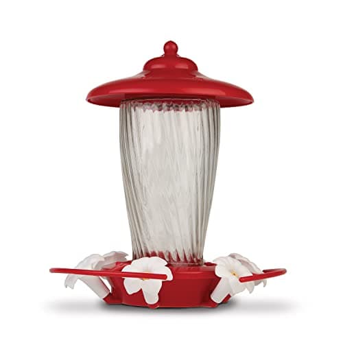 Pennington 32 oz Decorative Glass Hummingbird Feeder, Red