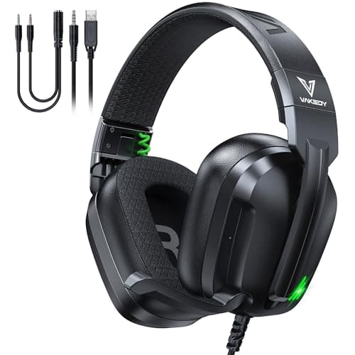 Vakedy Wired Gaming Headset for Xbox,PS5,PS4,PC,Switch, RGB 50mm Drivers