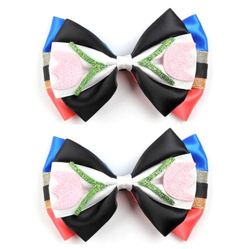 4.5 Inch Toy Hair Bow Clips - 2Pcs Cute Cartoon Creative Birthday Party Dress Up Accessories for Little Kids Girls (Black Pink-Princess)