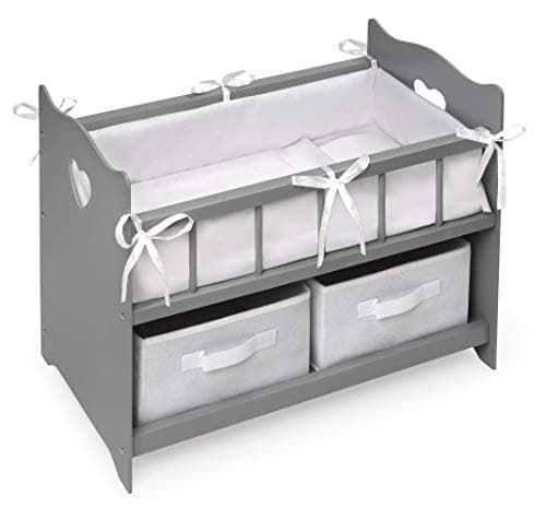 Badger Basket Wooden Doll Crib...ay Set for Girls Age 3+ - Gray