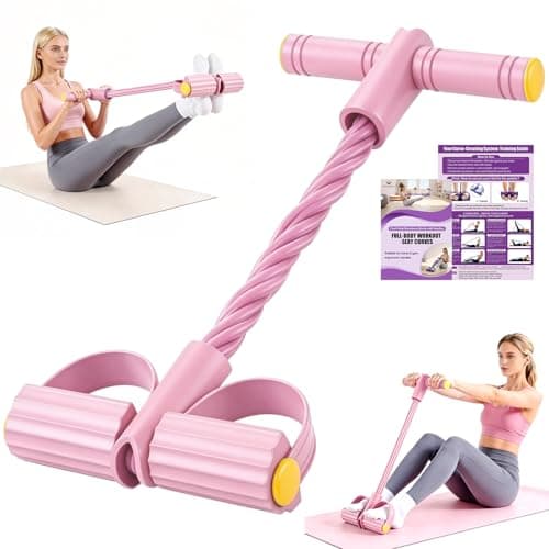 Foot Pedal Resistance Bands with Handles, 6-Tube Multifunction Exercise Bands, Durable Home Gym Fitness Equipment for Women & Men to Tone Abs, Core, Legs, Arms, Waist (Pink)
