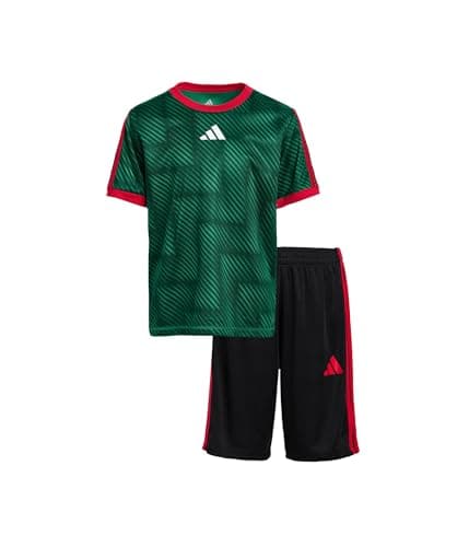 adidas Boys AOP Soccer Top Shorts Set (Toddler/Little Kid) Bold Green 3 Toddler